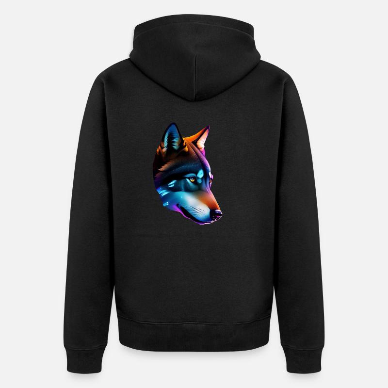 Wolf - Unisex Premium Bio Zip Hoodie - Schwarz