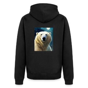 majestic polar bear portrait painting animal moon - Unisex Premium Organic Zip Hoodie - black - Back - Nico (187cm)