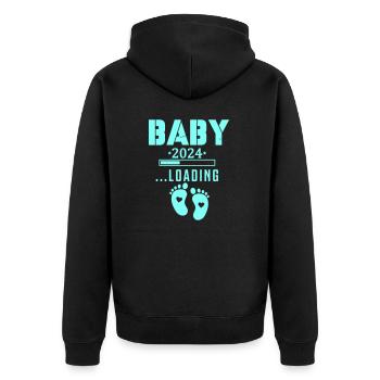baby 2024 loading - Unisex Premium Bio Zip Hoodie - Schwarz - Hinten - Nico (187cm)