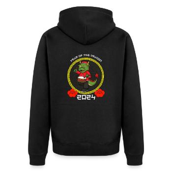 Chinesisches Neujahr Drache Vietnam I Geschenk - Unisex Premium Bio Zip Hoodie - Schwarz - Hinten - Nico (187cm)