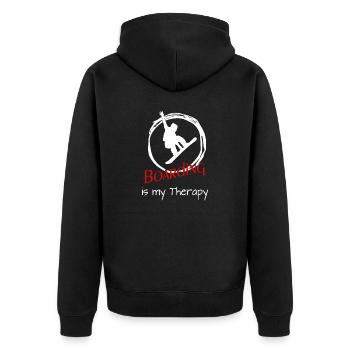 Snowboard - Snowbaording - Boarding - Unisex Premium Bio Zip Hoodie - Schwarz - Hinten - Nico (187cm)