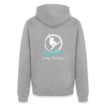 Boarding Snowboarding - Unisex Premium Bio Zip Hoodie - Grau meliert - Hinten - Nico (187cm)