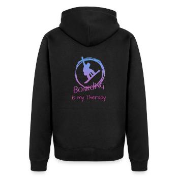Boarding Snowboarding - Unisex Premium Bio Zip Hoodie - Schwarz - Hinten - Nico (187cm)