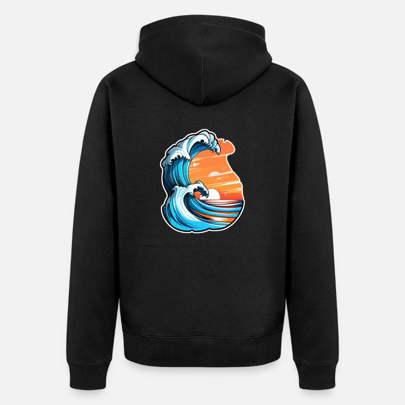 vague - été - vacances - Veste à capuche bio Premium Unisexe - noir