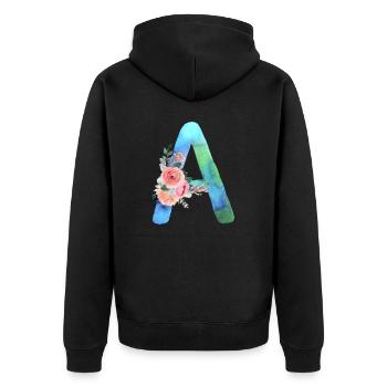 Lettre A watercolor - Veste à capuche bio Premium Unisexe - noir - Dos - Nico (187cm)