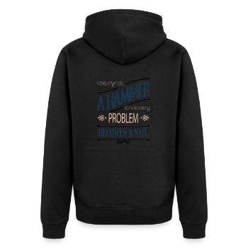 Bday Fun Chainsaw Tools Woodworker - Unisex Premium Organic Zip Hoodie - black - Back - Nico (187cm)