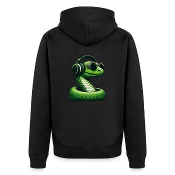 Serpent avec lunettes de soleil et écouteurs - Veste à capuche bio Premium Unisexe - noir - Dos - Nico (187cm)