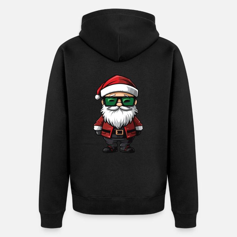 Weihnachtsmann Comic Santa Xmas - Unisex Premium Bio Zip Hoodie - Schwarz