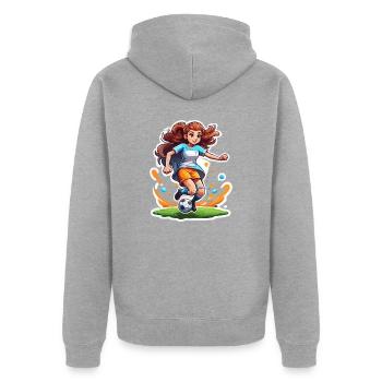 Footballeur / Sport / Terrain de football / Club / FC - Veste à capuche bio Premium Unisexe - gris chiné - Dos - Nico (187cm)