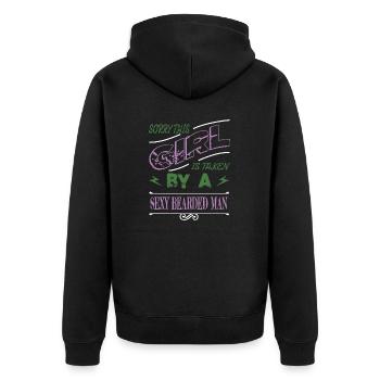 sayings beard fear harden joke football club - Unisex Premium Bio Zip Hoodie - Schwarz - Hinten - Nico (187cm)