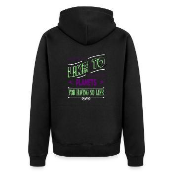 telescope funny sayings spaceship geek - Unisex Premium Bio Zip Hoodie - Schwarz - Hinten - Nico (187cm)