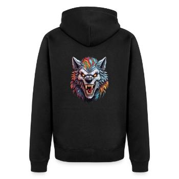 Werwolf / Vollmond / Wesen / Verwandlung / Fluch - Unisex Premium Bio Zip Hoodie - Schwarz - Hinten - Nico (187cm)