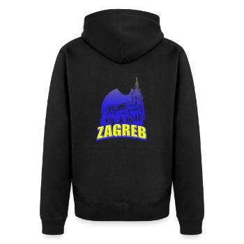 Zagreb Kroatien hrvatska hrv hrv travel tourist croat - Unisex Premium Bio Zip Hoodie - Schwarz - Hinten - Nico (187cm)