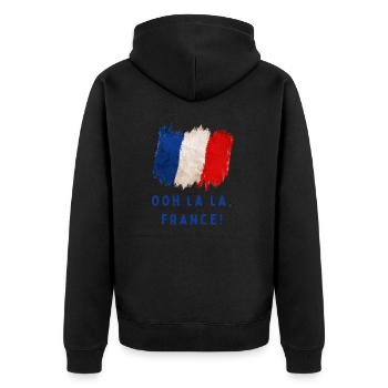Ooh La La, Frankreich! - Unisex Premium Bio Zip Hoodie - Schwarz - Hinten - Nico (187cm)