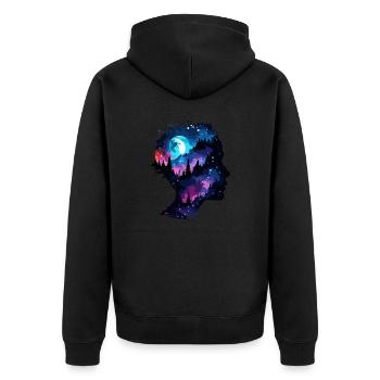 Silhouette / Wald / Porträt / Bäume / Person - Unisex Premium Bio Zip Hoodie - Schwarz - Hinten - Nico (187cm)