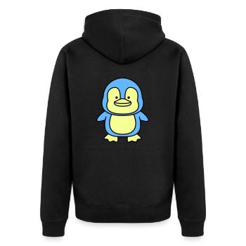 pinguin comic - Unisex Premium Bio Zip Hoodie - Schwarz - Hinten - Nico (187cm)