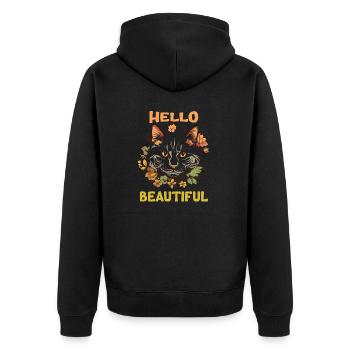 Katze schöne stilvolle Frauen bunte Kunst Kunst - Unisex Premium Bio Zip Hoodie - Schwarz - Hinten - Nico (187cm)