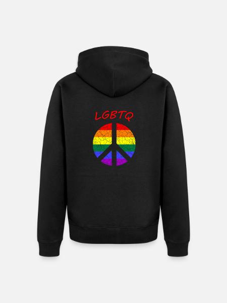 Peace Love LGBTQ CSD - Unisex Premium Bio Zip Hoodie - Schwarz