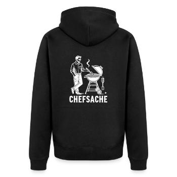 Grillen - Unisex Premium Bio Zip Hoodie - Schwarz - Hinten - Nico (187cm)