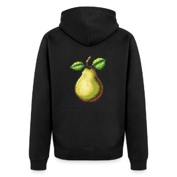 Birne Pixel Symbol - Unisex Premium Bio Zip Hoodie - Schwarz - Hinten - Nico (187cm)