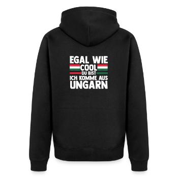 Ungar Ungarisch Ungarn - Unisex Premium Bio Zip Hoodie - Schwarz - Hinten - Nico (187cm)