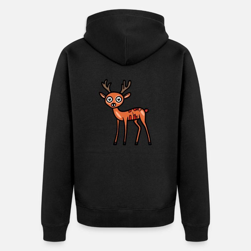 Cerf Halloween Bande dessinée drôle - Veste à capuche bio Premium Unisexe - noir