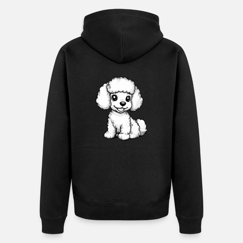 Poodle Dog Comic Cute - Unisex Premium Organic Zip Hoodie - black