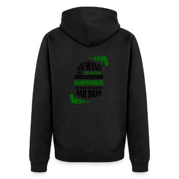 Personne n’est parfait qu’en tant qu’artisan - Veste à capuche bio Premium Unisexe - noir - Dos - Nico (187cm)