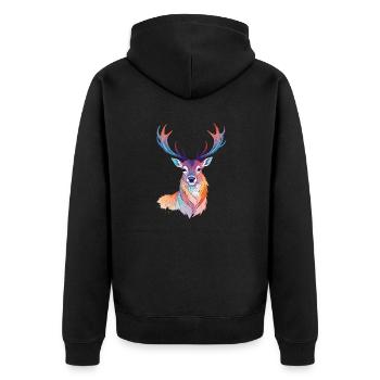 Hirsch Vektor Kunst mit lebendigen Farben Illustration - Unisex Premium Bio Zip Hoodie - Schwarz - Hinten - Nico (187cm)