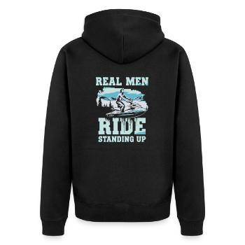 For real water sports enthusiasts - Unisex Premium Organic Zip Hoodie - black - Back - Nico (187cm)