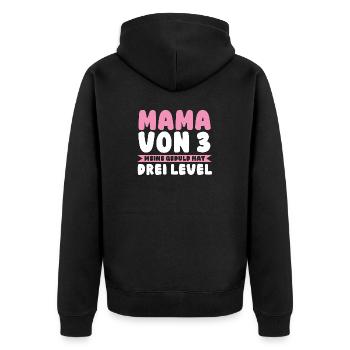 Mama Von 3 Kindern - Unisex Premium Bio Zip Hoodie - Schwarz - Hinten - Nico (187cm)