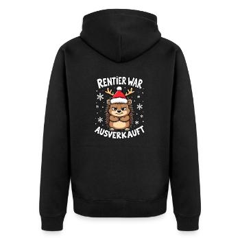 Igel Rentier war ausverkauft - Unisex Premium Bio Zip Hoodie - Schwarz - Hinten - Nico (187cm)