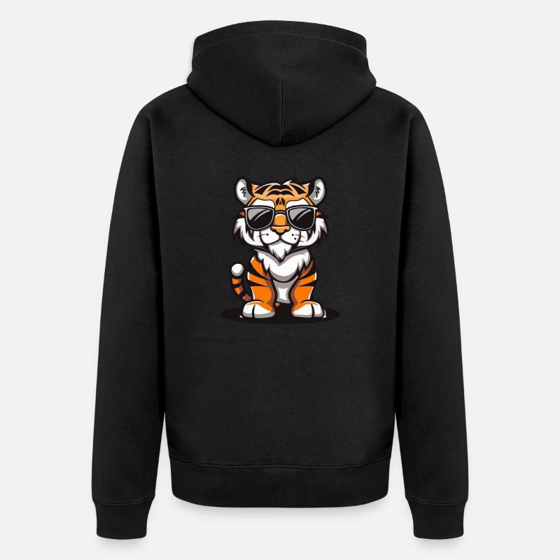Tiger Comic Cool - Unisex Premium Bio Zip Hoodie - Schwarz