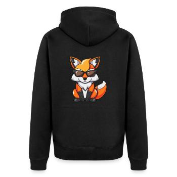 Fuchs Comic Cool - Unisex Premium Bio Zip Hoodie - Schwarz - Hinten - Nico (187cm)