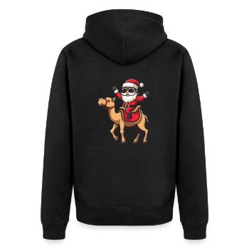Camel Santa Claus Cartoon - Unisex Premium Organic Zip Hoodie - black - Back - Nico (187cm)