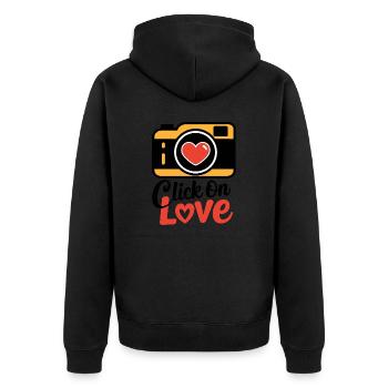 Click On Love - Unisex Premium Organic Zip Hoodie - black - Back - Nico (187cm)