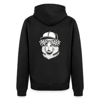 Papa Papibara Lustiges Wortspiel Capybara Vatertag - Unisex Premium Bio Zip Hoodie - Schwarz - Hinten - Nico (187cm)