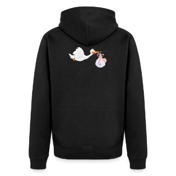 A baby is coming - Unisex Premium Organic Zip Hoodie - black - Back - Nico (187cm)