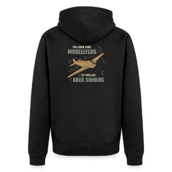 Ein leben ohne modellflug Segelflieger Flugzeug - Unisex Premium Bio Zip Hoodie - Schwarz - Hinten - Nico (187cm)