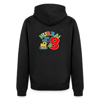 8. Geburstag Bagger - Unisex Premium Bio Zip Hoodie - Schwarz - Hinten - Nico (187cm)
