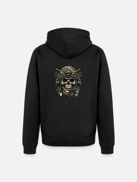 Battle-Hardened: Combat Skull - Unisex Premium Organic Zip Hoodie - black