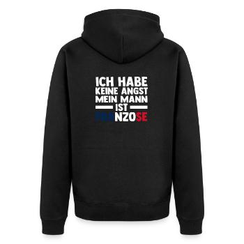 Franzosen Französisch Frankreich - Unisex Premium Bio Zip Hoodie - Schwarz - Hinten - Nico (187cm)