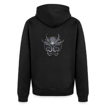 Dungeons And Dragons Wappen Vom Mind Flayer - Unisex Premium Bio Zip Hoodie - Schwarz - Hinten - Nico (187cm)