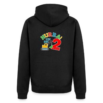 2. Geburstag Bagger - Unisex Premium Bio Zip Hoodie - Schwarz - Hinten - Nico (187cm)
