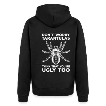 Tarantula Haustier | Vogelspinnen Spinne Geschenke - Unisex Premium Bio Zip Hoodie - Schwarz - Hinten - Nico (187cm)