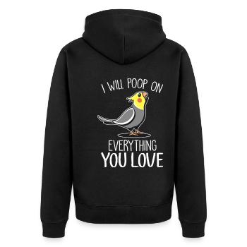 Nymphensittich | Lesen Leseratte Bücher Geschenke - Unisex Premium Bio Zip Hoodie - Schwarz - Hinten - Nico (187cm)