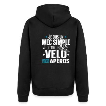 Vélo Apéro Alcool Cadeau T-shirt Mug - Veste à capuche bio Premium Unisexe - noir - Dos - Nico (187cm)
