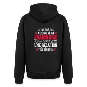 Framboise Fruit Relation Cadeau Humour Rouge - Veste à capuche bio Premium Unisexe - noir - Dos - Nico (187cm)