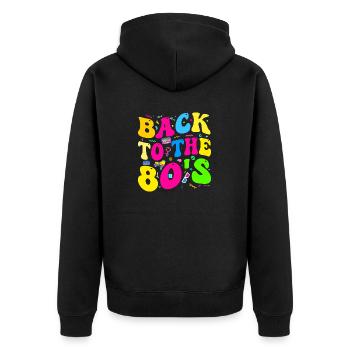Zurück zu den 80er Jahren Kostümparty Retro - Unisex Premium Bio Zip Hoodie - Schwarz - Hinten - Nico (187cm)