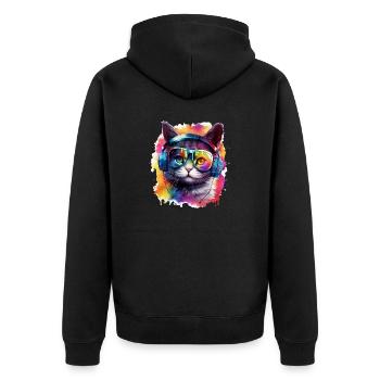 Cute Baby Cat for Kids & Cats Fans, Gift - Unisex Premium Organic Zip Hoodie - black - Back - Nico (187cm)